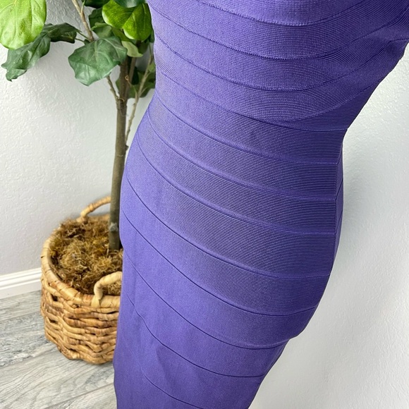 Herve Leger Purple Violet Bandage Mini Multi Strap Body Con Dress - Picture 7 of 10